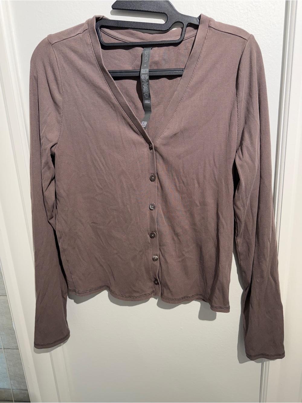 Vuori Pose Cardigan Long Sleeve Ribbed, Chia, XL